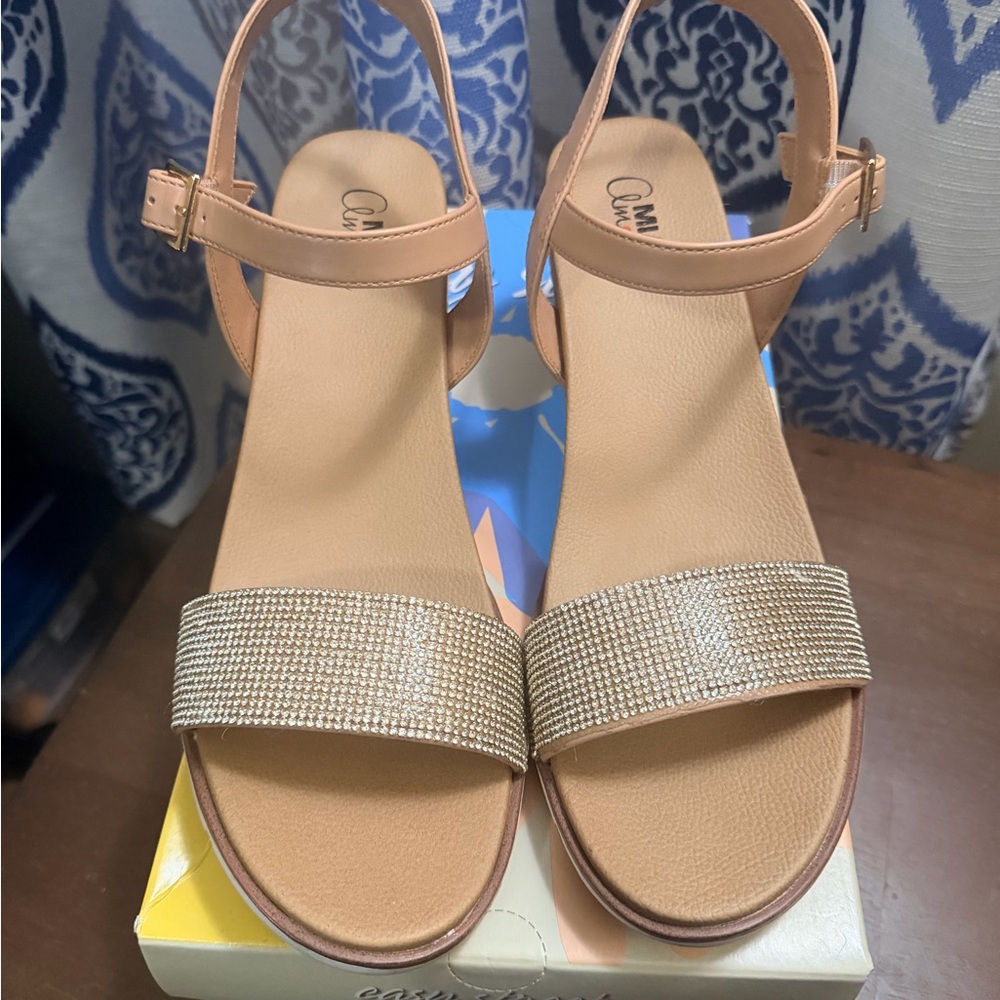 Anne Michelle Beige and Silver Women's Sandals